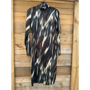 H&M Black and Cream Midi Dress